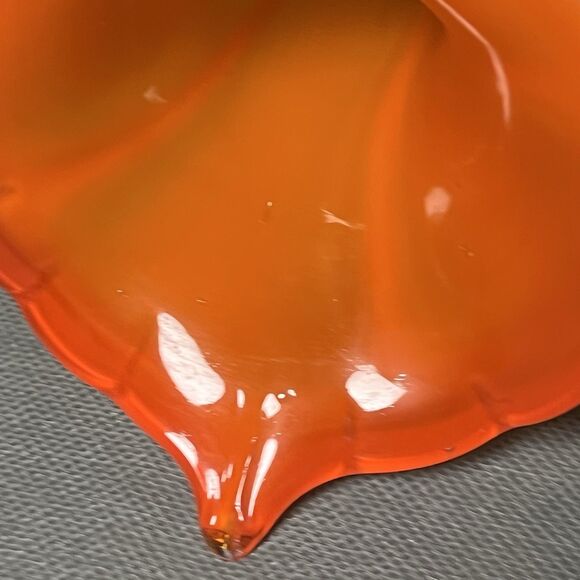 Murano Style Calla Lily Jack In the Pulpit Vase Art Glass Flower Orange Vintage - Picture 12 of 12